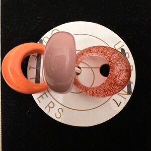 Urban Outfitters Roxy Resin Ring Set, Pink/Rose, Size 7, New